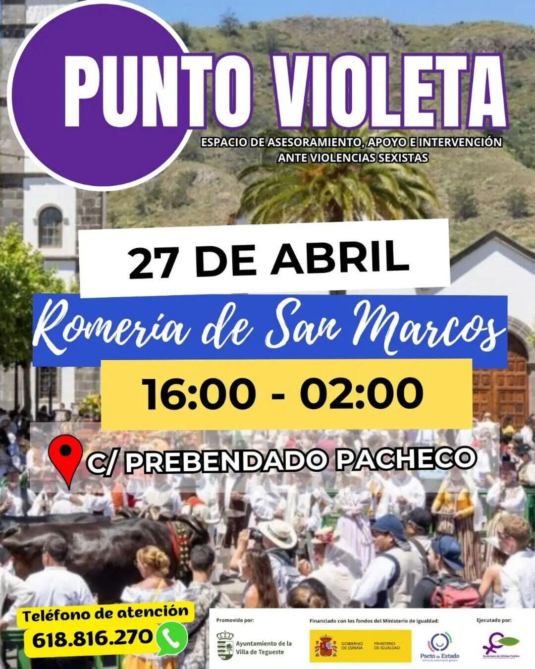 Cartel Punto violeta romería Tegueste